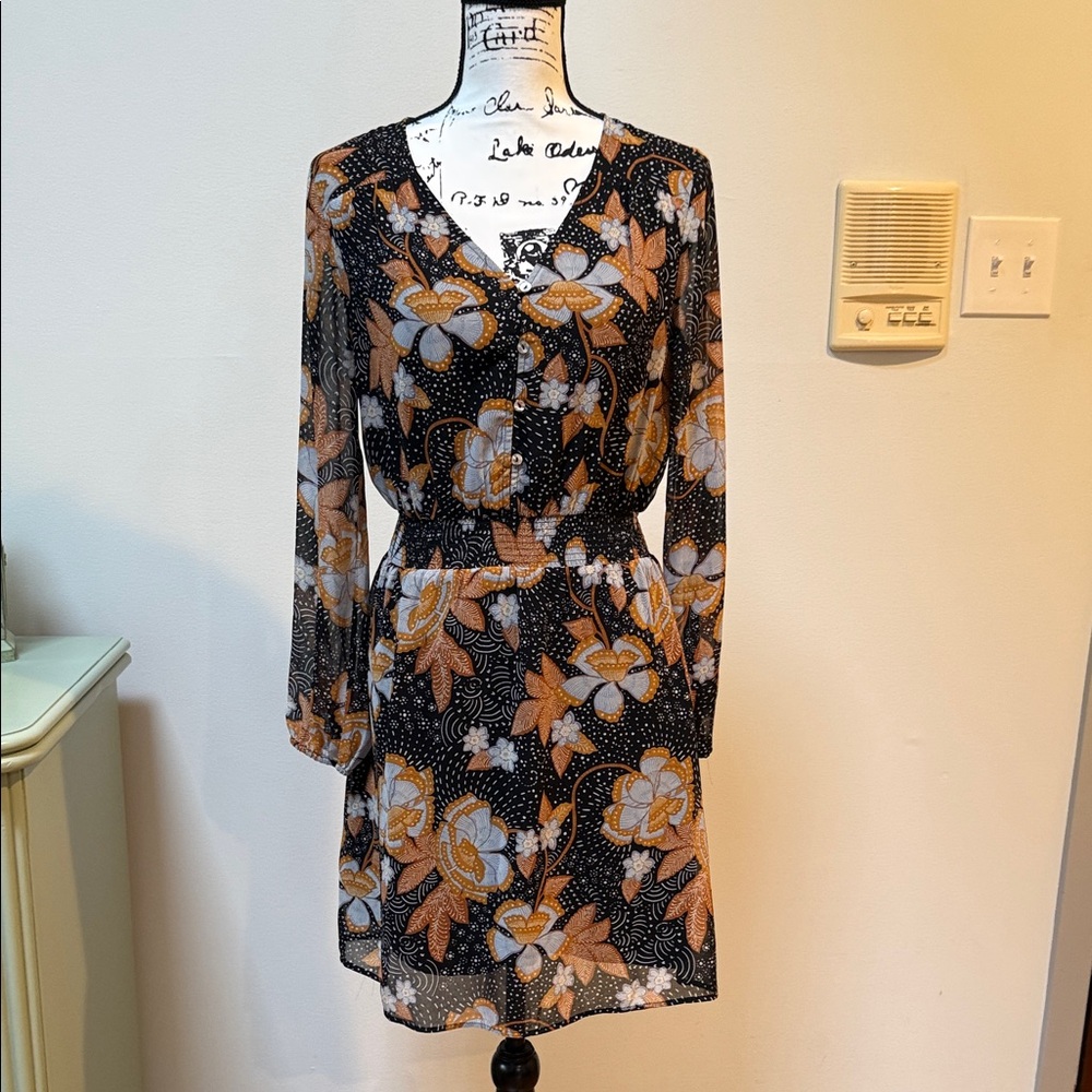 Daniel Rainn Black and Orange Floral Dress